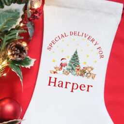 Personalised Kids Christmas Stocking, Special Delivery Stocking Name Personalised, Children Gift - thumbnail 2