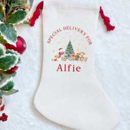 Personalised Kids Christmas Stocking, Special Delivery Stocking Name Personalised, Children Gift - thumbnail 3