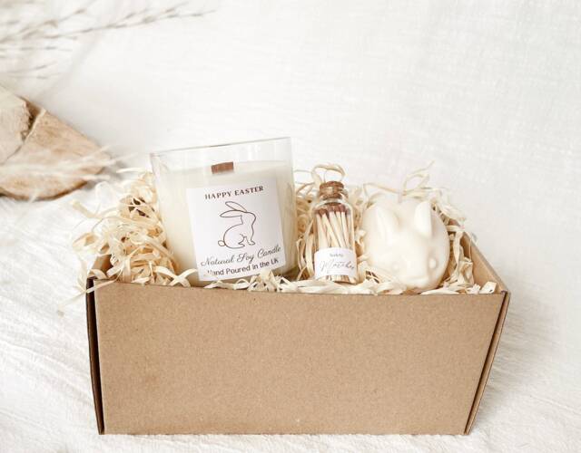 Easter Soy Candle Gift Set - Gifts Hot Across Bun Vanilla Caramel Scented Bunny Candle - image 1
