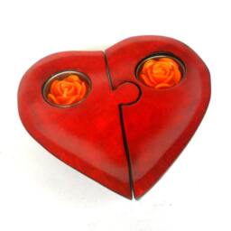 "Handmade Mango Wood Carving Heart Shape Tea Light Candle Holder Hand Carved Home Art Decor Vase Tealight 6""x6""x1.5" - thumbnail 3