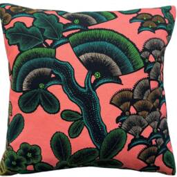 Botanical Cushion Cover Kew Garden Pink Green Yellow Plants Floral Japanese Style Thevenon Fabric - thumbnail 2
