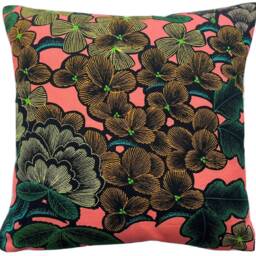 Botanical Cushion Cover Kew Garden Pink Green Yellow Plants Floral Japanese Style Thevenon Fabric - thumbnail 3