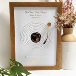 Personalised Record Lyrics Print With Photo & Message - Custom Song Lyric Foil Wall Art First Dance Wedding Gift Anniversary - thumbnail 1