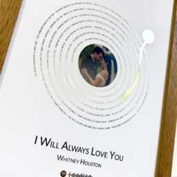 Personalised Record Lyrics Print With Photo & Message - Custom Song Lyric Foil Wall Art First Dance Wedding Gift Anniversary - thumbnail 3