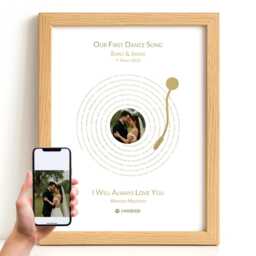 Personalised Record Lyrics Print With Photo & Message - Custom Song Lyric Foil Wall Art First Dance Wedding Gift Anniversary - thumbnail 2