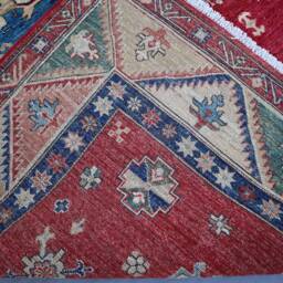 6x9 Ft Afghan Oriental Kazak Rug, Fine Turkmen Hand Knotted Natural Veg Dyes Wool Area Geometric Rug For Bedroom, Living Room - thumbnail 4