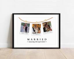 Personalised Wedding Photo Print Newlywed Gift Wall Art - thumbnail 1