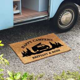 Personalised Happy Campers Motorhome Coir Doormat - Personalized Camper Accessories Custom Camping Rug Gift - thumbnail 3