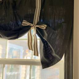 White Tie Up Shade Valance , Designer Valance , Farmhouse Look Modern Home Decor, Nursery Kitchen Curtain - thumbnail 3