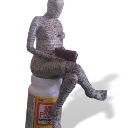 Reading Woman, Papier Mache Figure - thumbnail 4