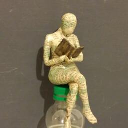 Reading Woman, Papier Mache Figure - thumbnail 2