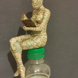 Reading Woman, Papier Mache Figure - thumbnail 3