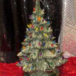 Handmade Glazed Ceramic Christmas Tree With Multicolored Bulbs - Ornamented Xmas Heirloom - thumbnail 2