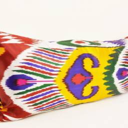 Ikat Lumbar Pillow Cover, Silk Long Body Pillow, Home Decor - thumbnail 2