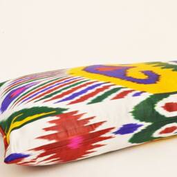 Ikat Lumbar Pillow Cover, Silk Long Body Pillow, Home Decor - thumbnail 3