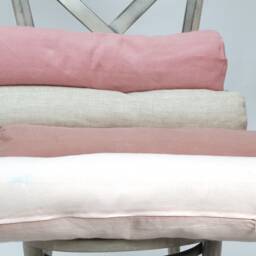 Bolster Pillow, Roll Buckwheat Neck Dusty Rose Linen Bolster Pillow With Bucwheat Hulls, 5'x20'/13x50cm Neck - thumbnail 4