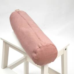 Bolster Pillow, Roll Buckwheat Neck Dusty Rose Linen Bolster Pillow With Bucwheat Hulls, 5'x20'/13x50cm Neck - thumbnail 2