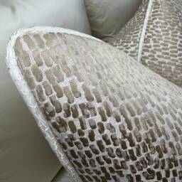 Elegant Gold - Champagne Antelope Print Cushion Cover With Ivory Piping - Designer Euro Sham For Sofa & Bed Luxury Piped Pillow Cover - thumbnail 3