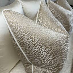 Elegant Gold - Champagne Antelope Print Cushion Cover With Ivory Piping - Designer Euro Sham For Sofa & Bed Luxury Piped Pillow Cover - thumbnail 2
