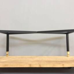 "Modern Brass Accented Steel Table Base - Customizable Dining Legs 28"" H X 24"" W 52" - thumbnail 3