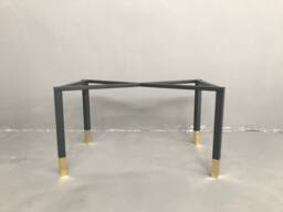 "Modern Brass Accented Steel Table Base - Customizable Dining Legs 28"" H X 24"" W 52"