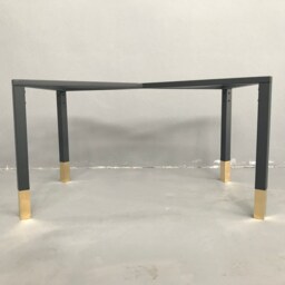 "Modern Brass Accented Steel Table Base - Customizable Dining Legs 28"" H X 24"" W 52" - thumbnail 2