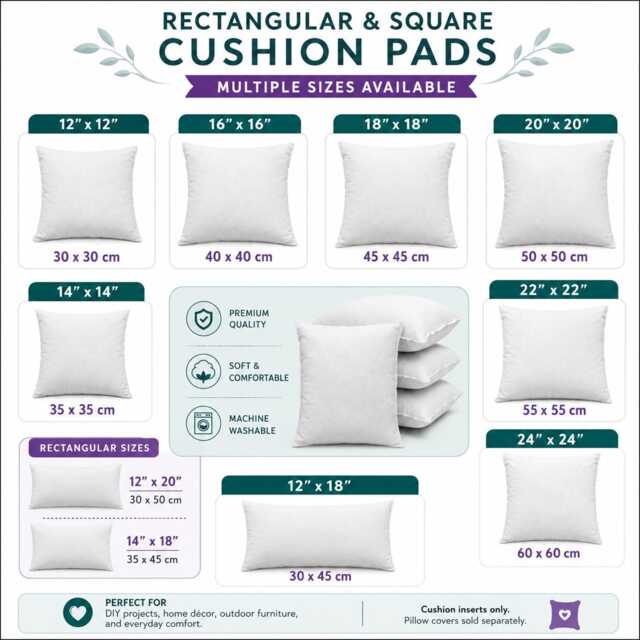 Hollowfibre Inner Cushion Pads Inserts Scatters Filler Extra Filled Plump Cushions in Multiple Sizes - image 1