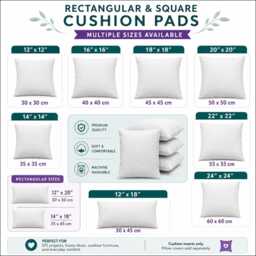 Hollowfibre Inner Cushion Pads Inserts Scatters Filler Extra Filled Plump Cushions in Multiple Sizes