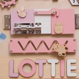 Personalize Montessori Bear Baby Busy Board Kids Wooden Name Puzzle Shower Gift Development Tolder Toys Educational 1st Birthday - thumbnail 4
