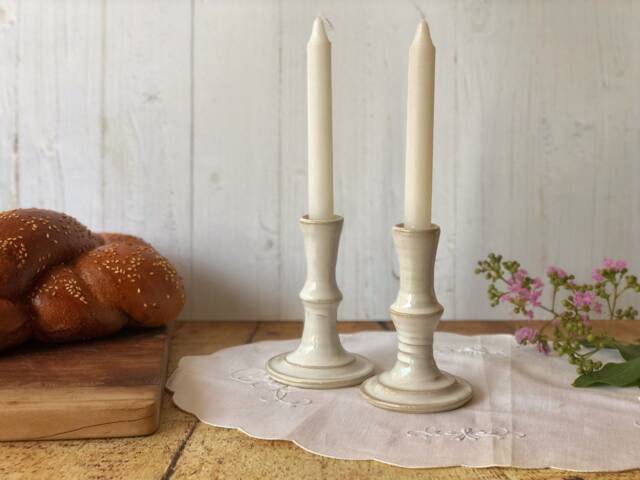 Ceramic Shabbat Candlesticks - Minimalist Classic Candleholders - image 1