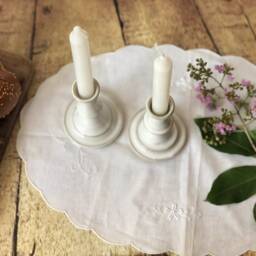 Ceramic Shabbat Candlesticks - Minimalist Classic Candleholders - thumbnail 2