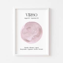 Virgo Zodiac Print - Astrology Prints Star Wall Art Celestial Sign Spiritual Poster Constellation The Maiden - thumbnail 3