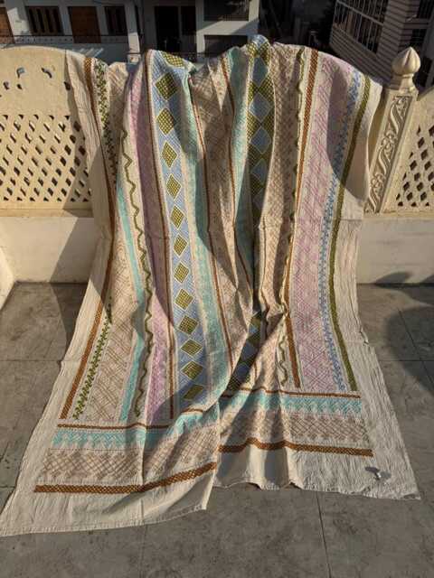 Handcrafted Suzani Quilt - 100% Cotton, Traditional Embroidery, Ethnic Bohemian Bedspread Or Sofa Cover - image 1