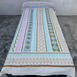 Handcrafted Suzani Quilt - 100% Cotton, Traditional Embroidery, Ethnic Bohemian Bedspread Or Sofa Cover - thumbnail 2
