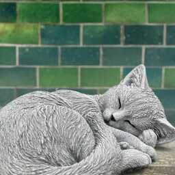Outdoor Curled Cat Figure Concrete Kitten Sculpture Stone Kitty Statue Cement Pet Ornament Memorial Decoration Kitty Lover Gift Yard Art - thumbnail 3
