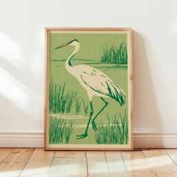 Heron Poster, Wetland Bird Print, Marsh Nature Wall Art - thumbnail 4