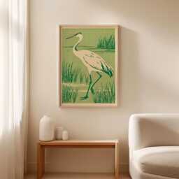 Heron Poster, Wetland Bird Print, Marsh Nature Wall Art - thumbnail 3