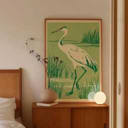 Heron Poster, Wetland Bird Print, Marsh Nature Wall Art - thumbnail 2