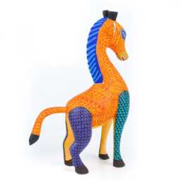 Red Giraffe Oaxacan Alebrije Wood Carving Mexican Folk Art Animal Sculpture Painting Decor - thumbnail 2