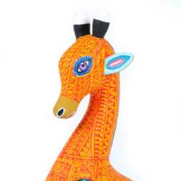 Red Giraffe Oaxacan Alebrije Wood Carving Mexican Folk Art Animal Sculpture Painting Decor - thumbnail 4