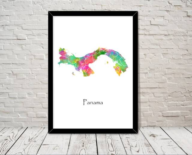 Panama Art Watercolour Illustration Map Abstract Print Wall Home Decor Giclee Print Office Living Room