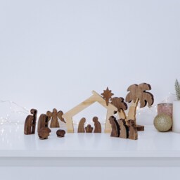 Kids Wooden Nativity Set Christmas Decorations Scene House Handmade Farmouse Decor Ornament Birth Of Jesus - thumbnail 3