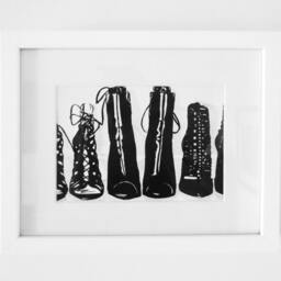 High Heels Fashion Illustration Black & White Art Print - thumbnail 2