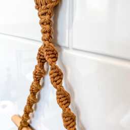 Caramel Toilet Roll Holder Wall Mounted, Boho Paper Hanger, Modern Macrame Bathroom Fixture, Cotton Loo Tissue Dispenser - thumbnail 2