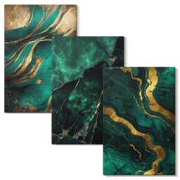 Canvas Art Set Of 3 - Elegant Stone Patterns, Green Large Wall Art, Natural Textures Decor - thumbnail 2