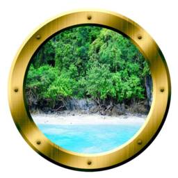 Peel & Stick Beach Scene 3D Ocean Porthole Surf Wall Art Decal Family Gold Portal Home Decor - Gp15 - thumbnail 2