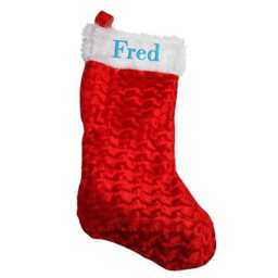 Personalised Jumbo Extra Large Christmas Stocking Red 75cm Santa Embroidered With Name Velvet Traditional Classic White Cuff - thumbnail 4