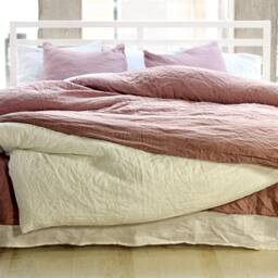 3 Piece Mauve Linen Bedding Set Wrinkled Texture - thumbnail 2