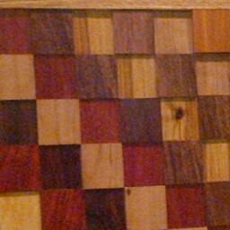 Wood Wall Art Sculpture Featuring A Variety Of Exotic Wood Pieces in Three Dimensional, Geometric Checkerboard-Like Array - thumbnail 2