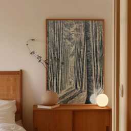 Bamboo Forest Poster, Black & White Woodcut Print, Nature Wall Art - thumbnail 2